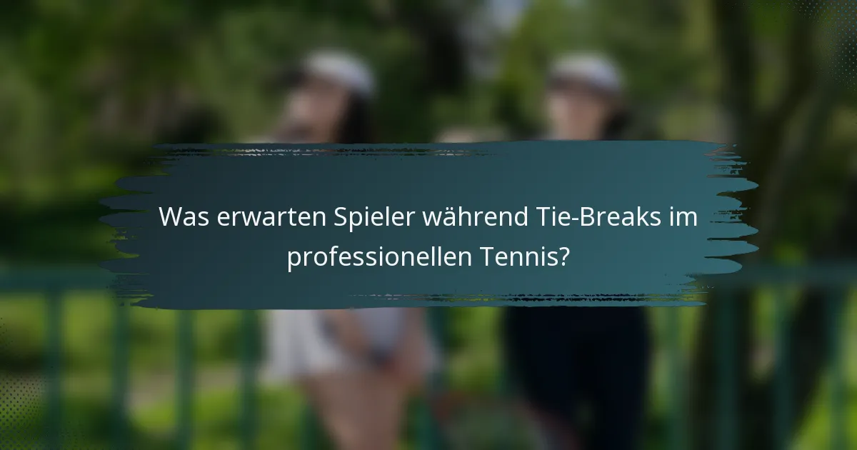 Was erwarten Spieler während Tie-Breaks im professionellen Tennis?