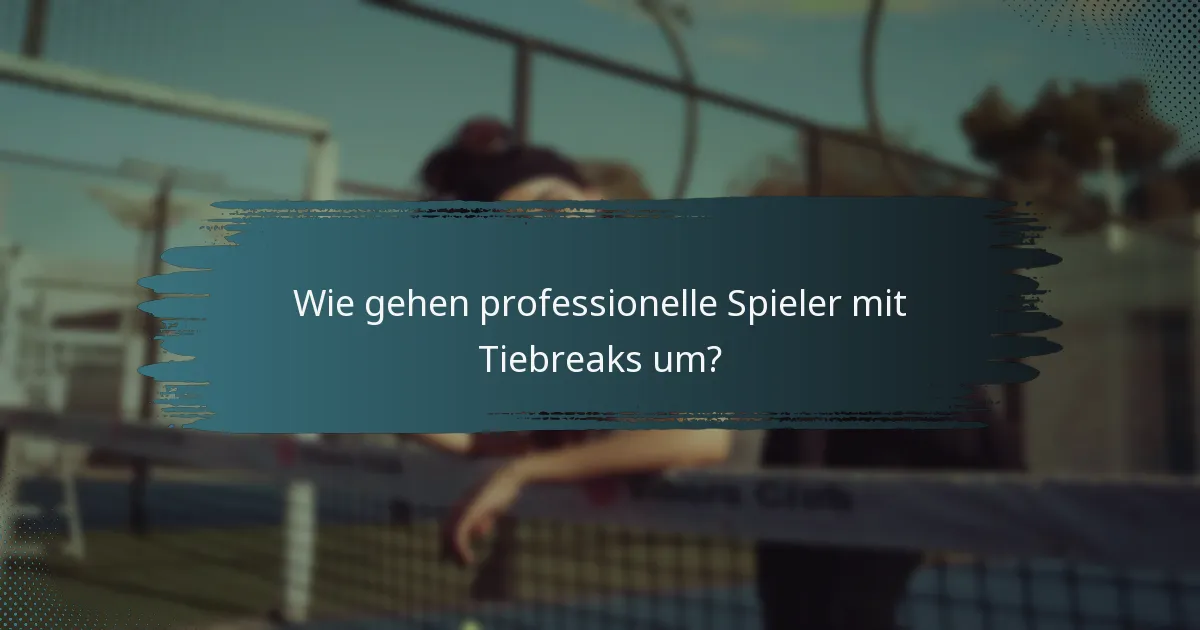 Wie gehen professionelle Spieler mit Tiebreaks um?
