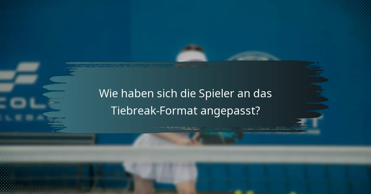 Wie haben sich die Spieler an das Tiebreak-Format angepasst?