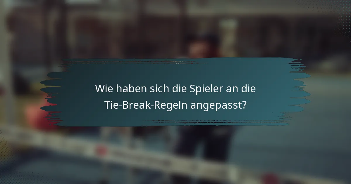 Wie haben sich die Spieler an die Tie-Break-Regeln angepasst?